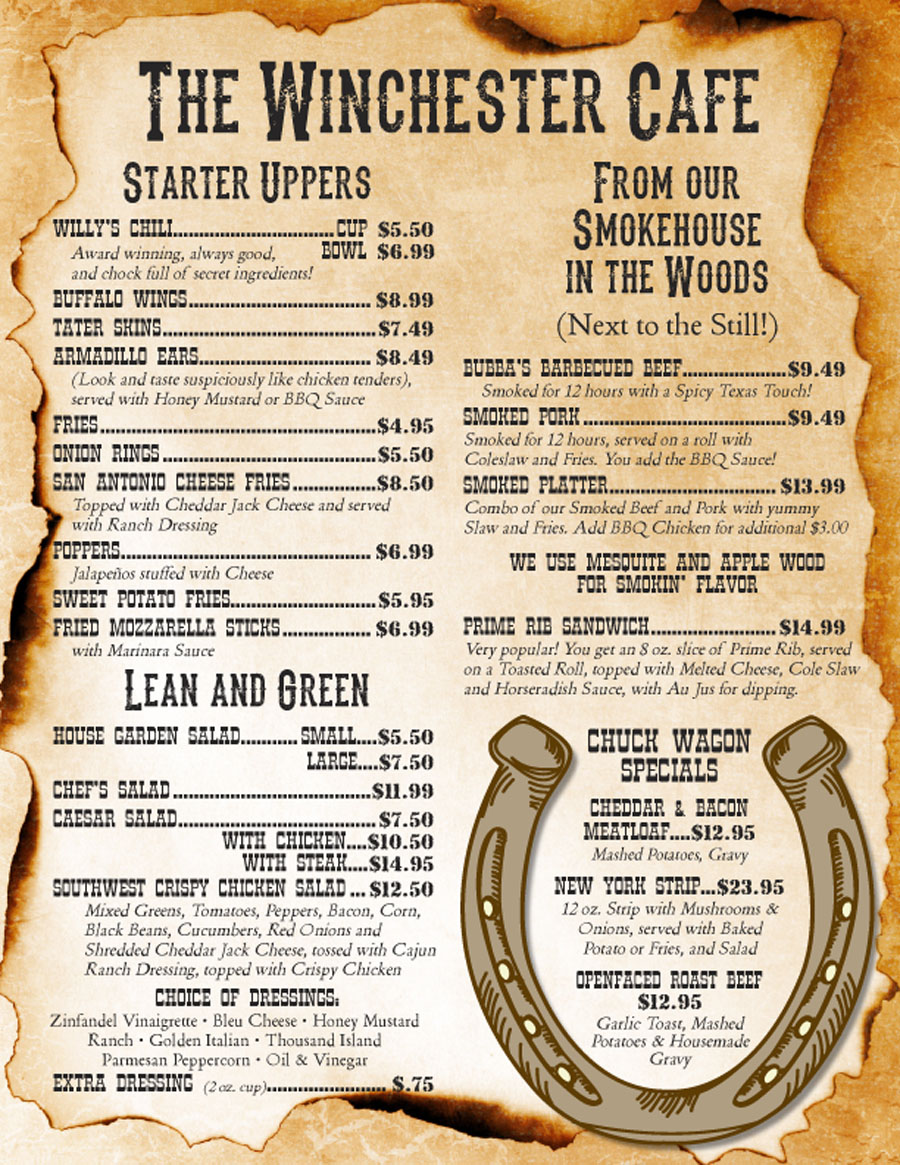 BBQ, TexMex, Steaks, Burgers & More on Winchester Cafe's Menu