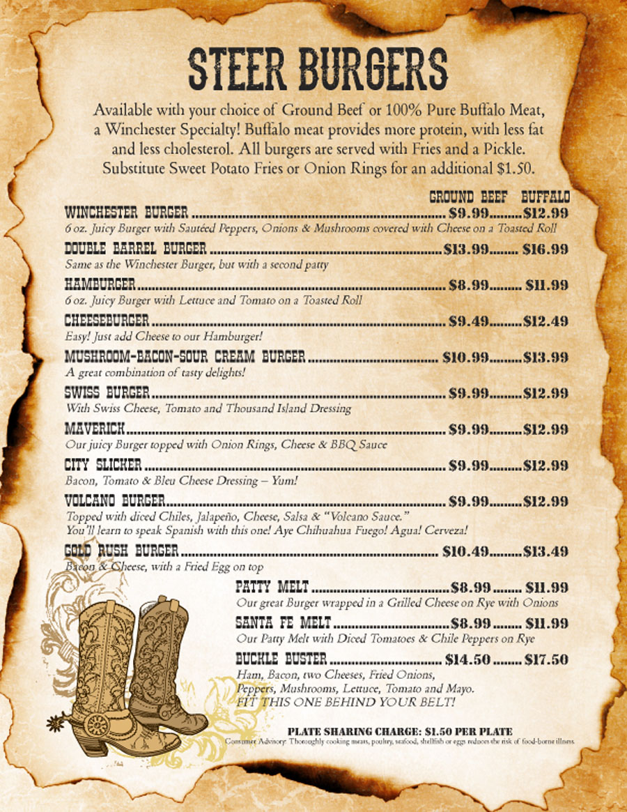 BBQ, TexMex, Steaks, Burgers & More on Winchester Cafe's Menu