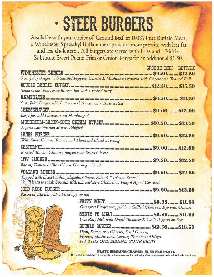 BBQ, TexMex, Steaks, Burgers & More on Winchester Cafe's Menu