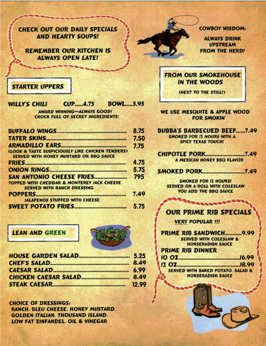 BBQ, TexMex, Steaks, Burgers & More on Winchester Cafe's Menu